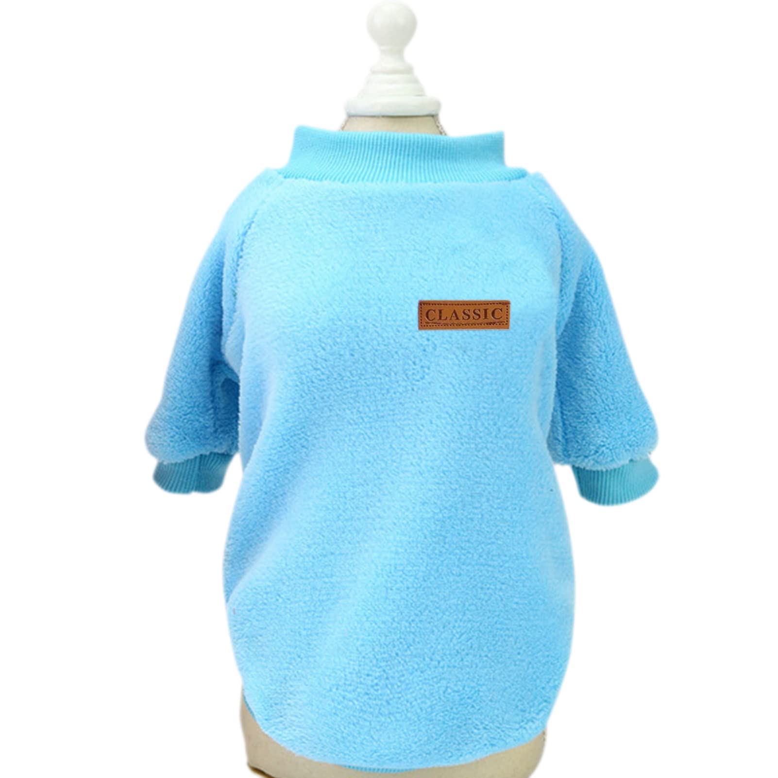 Jecikelon Pet Dog Clothes Dog Sweater Soft Thickening Warm Pup Dogs Shirt Winter Puppy Sweater For Dogs (Z01-Blue, Small)